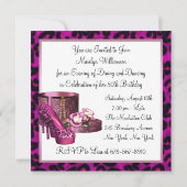 ピンクハイヒールシューズ女性レオパード50誕生日 招待状 (裏面)