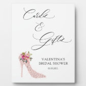 ピンクハイヒールブライダルシャワーカードとギフトサイン フォトプラーク (正面)