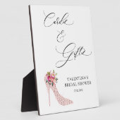 ピンクハイヒールブライダルシャワーカードとギフトサイン フォトプラーク (側面)