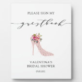 ピンクハイヒールブライダルシャワーゲストブックサイン フォトプラーク (正面)