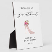 ピンクハイヒールブライダルシャワーゲストブックサイン フォトプラーク (側面)