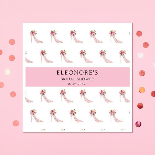 ピンクハイヒールブライダルシャワー スタンダードカクテルナプキン