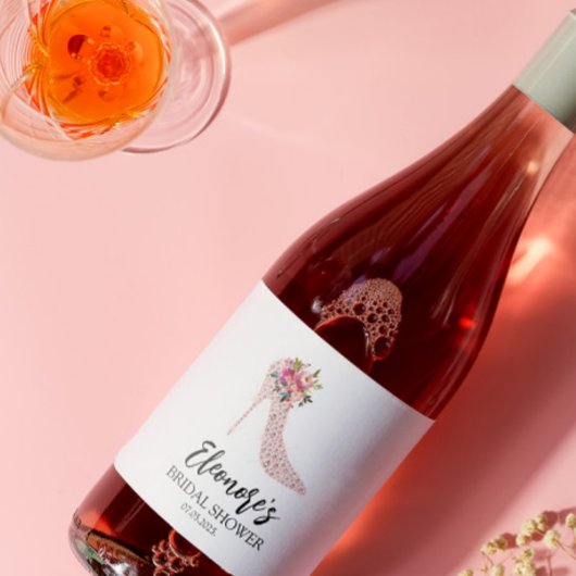 ピンクハイヒールブライダルシャワー スパークリングワインラベル