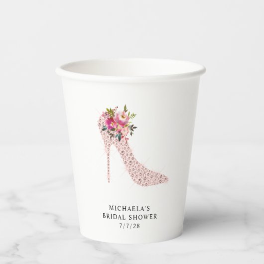 ピンクハイヒールブライダルシャワー 紙コップ (正面)