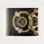 ピンクハイヒール金ゴールドグリッター50th誕生日デコール タペストリー (正面(横))