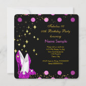 ピンクハイヒール金ゴールド水玉模様誕生日パーティー 招待状 (裏面)