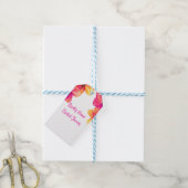 ピンクハイビスカスの花のブライダルシャワー招待状 ギフトタグ (より糸付き)