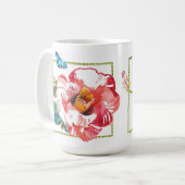 ピンクハイビスカスアンドレッドカメリアガーデンフローララージ コーヒーマグカップ (正面左)