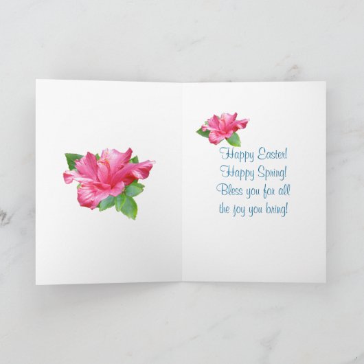 ピンクハイビスカスイースター恵みグリーティングカード シーズンカード (内部)