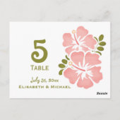 ピンクハイビスカスウェディングレセプションテーブル番号カード ポストカード (裏面)