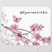 ピンクハイビスカスチョージャーナルのスクラップブック紙 (正面/裏面)