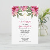 ピンクハイビスカストロピカルウォーター色フローラバプテスマ 招待状 (スタンド正面)