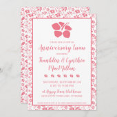 ピンクハイビスカストロピカルフラワーズアニバーサリールアウ（ハワイ式宴会） 招待状 (正面/裏面)