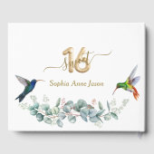 ピンクハイビスカスハミングバード金ゴールドスウィート16誕生日 ゲストブック (裏面)