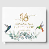 ピンクハイビスカスハミングバード金ゴールドスウィート16誕生日 ゲストブック (正面)
