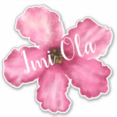 ピンクハイビスカスハワイアンカスタムカットビニールシール シール (正面)