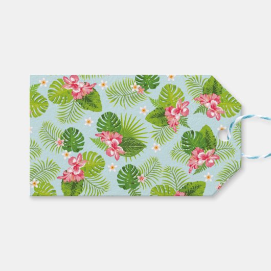 ピンクハイビスカスパームギフトラベル ギフトタグ (正面(横))