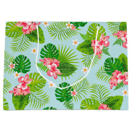 ピンクハイビスカスパーム抱き枕 ラージペーパーバッグ