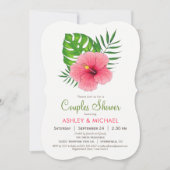 ピンクハイビスカスフラワーカップルシャワー招待状 招待状 (正面)