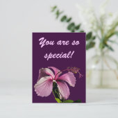 ピンクハイビスカスフラワーサイドビュー ポストカード (スタンド正面)