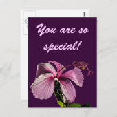 ピンクハイビスカスフラワーサイドビュー ポストカード (正面/裏面)