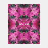 ピンクハイビスカスフラワーパーソナライズされた抽象芸術 フリースブランケット (正面)