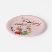 ピンクハイビスカスフラワーパ離れームビーチパーティー ペーパープレート (アングル)