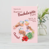 ピンクハイビスカスフラワーパ離れームビーチパーティー 招待状 (スタンド正面)