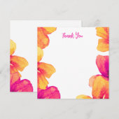 ピンクハイビスカスフラワーブライダルシャワー招待状 サンキューカード (正面/裏面)