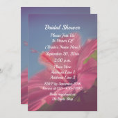 ピンクハイビスカスフラワーブライダルシャワー 招待状 (正面/裏面)