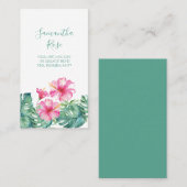 ピンクハイビスカスフラワーモンステラパ葉ームカスタム 名刺 (正面/裏面)