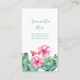 ピンクハイビスカスフラワーモンステラパ葉ームカスタム 名刺