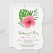 ピンクハイビスカスフラワーリタイアメントパーティの招待状 招待状 (正面)