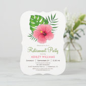ピンクハイビスカスフラワーリタイアメントパーティの招待状 招待状 (スタンド正面)