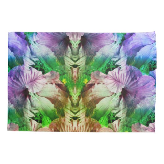 ピンクハイビスカスフラワー動揺して抽象芸術 枕カバー (裏面)