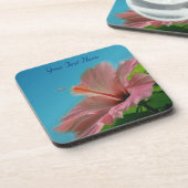 ピンクハイビスカスフラワー自然コースターセット コースター (左側)