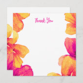 ピンクハイビスカスフローラブライダルシャワー招待 サンキューカード (正面/裏面)