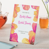 ピンクハイビスカスフローラブライダルシャワー招待 台座サイン (インサイチュ)