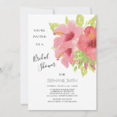 ピンクハイビスカスフローラブライダルシャワー 招待状 (正面)