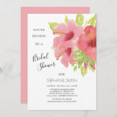 ピンクハイビスカスフローラブライダルシャワー 招待状 (正面/裏面)