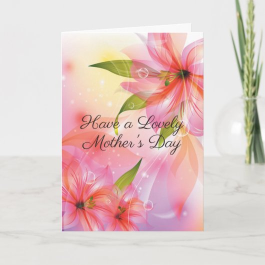 ピンクハイビスカスフローラムームラブリーマザーズデイ カード (正面)