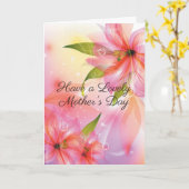 ピンクハイビスカスフローラムームラブリーマザーズデイ カード (黄色い花)