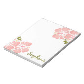 ピンクハイビスカスメモパーソナライズされた帳 ノートパッド (回転)