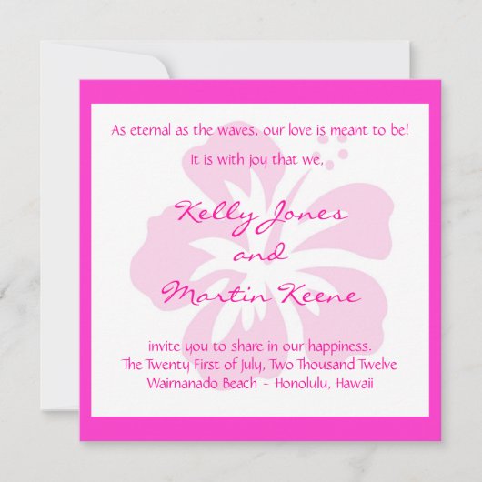 ピンクハイビスカス招待状 招待状 (正面)