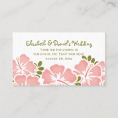 ピンクハイビスカス結婚のテーブル座席表 プレイスカード (裏面)