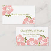 ピンクハイビスカス結婚のテーブル座席表 プレイスカード (正面/裏面)