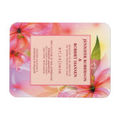 ピンクハイビスカス結婚フローラの柔軟招待状 マグネット (横)