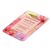 ピンクハイビスカス結婚フローラの柔軟招待状 マグネット (左側)