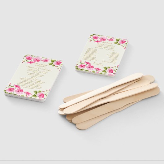 ピンクハイビスカス結婚式 プログラム ハンドファン (組立なし)