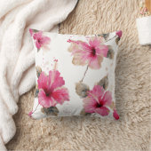 ピンクハイビスカス開花装飾用クッション クッション (ブランケット)